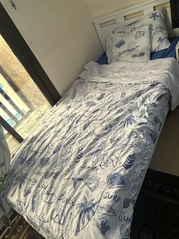 Two single beds with mattress and bedding set - good condition