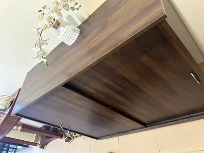 Dark Wood Sliding Door Cabinet / Storage Cupboard - Good Condition