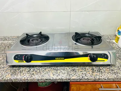 Krypton 2-Burner Stainless Steel Gas Stove + Gas Regulator - Good Condition