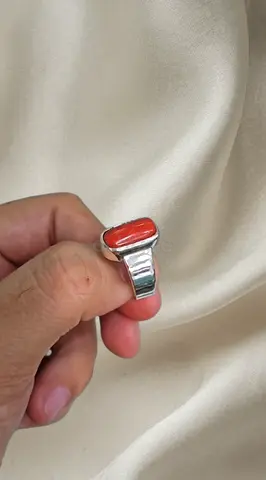 Red Coral Italian Sterling Silver Ring