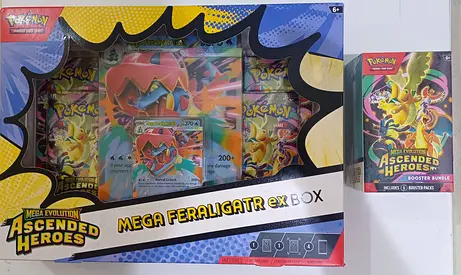 Pokemon Mega Evolution Ascended Heroes - Mega Feraligatr ex Box + Booster Bundle