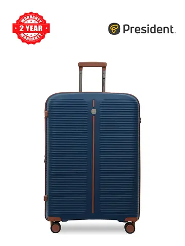 Hard-shell Navy Suitcase with Telescopic Handle and Spinner Wheels