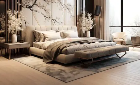 Modern Neutral King Bedroom Rug — Large, Soft Low-Pile