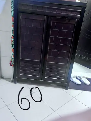 Dark Wooden Shoe Cabinet / Small Cupboard - Good Condition