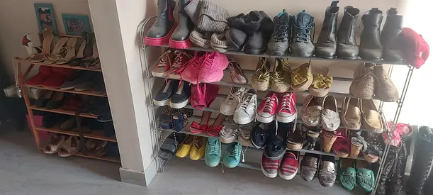 2 large shoes racks holds more than 50 pairs