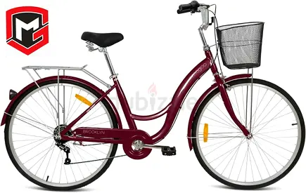 City/Comfort Bicycle with Front Basket - Step-Through FrameWith 6 speed shimano gear shifters