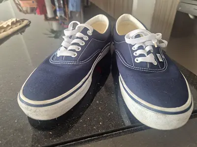Vans Navy Canvas Low-Top Sneakers, Unisex, Used (size 42.5 / UK 8.5)
