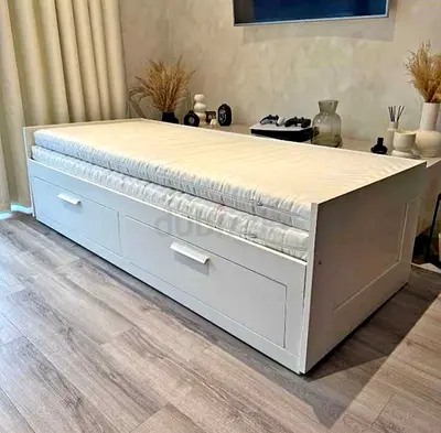 lkea  brimness  Day bed with 2 storage drawers underneath and with 2 IKEA mattresses is available