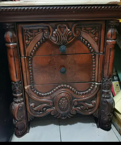 Ornate 3-Drawer Nightstand - Classic Carved Design