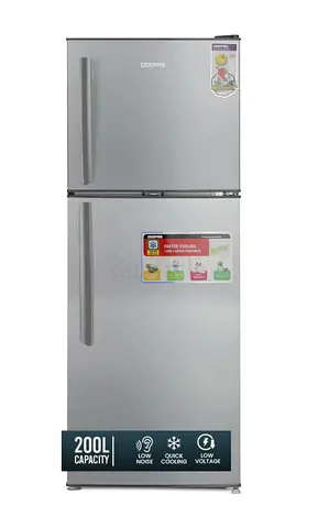 Geepas 200L Double Door Defrost Refrigerator With Grip Handle-  1 Year Warranty