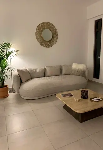 Light grey curved 3-seater sofa, modern, 240 cm Marina Homes brand like new