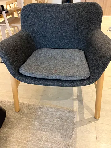 Modern Grey Upholstered Dining/Accent Chair with Wooden Legs