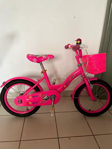 Pink Kids 12-inch Bicycle with Basket and Training Wheels