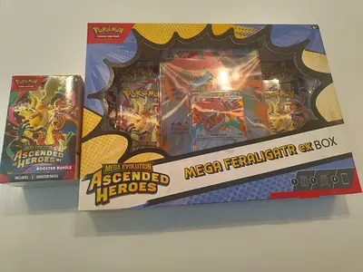 Pokemon TCG Mega Feraligatr EX Box + Ascended Heroes Booster Bundle (Sealed)