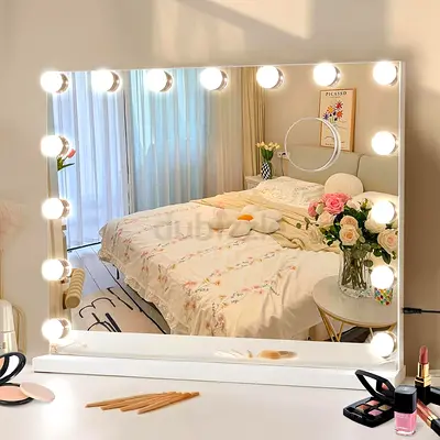 3183 - EDIMENS 50X42CM Hollywood LED Makeup Mirror with Touch Control - 14 Dimmable Lights, Adjustab