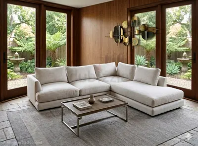 West Elm L Shape Sofa Beige Excellent condition