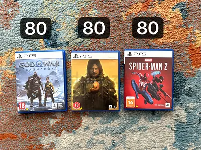 Bundle: 3 PS5 Games – $% of War Ragnarök, Death Stranding, Spider-Man 2 (80 AED each)