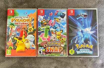 Pokemon Snap, Pokemon Brilliant Diamond, Detective Pikachu Returns.