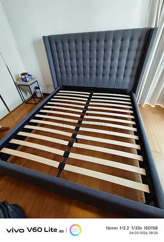 Fabric bed with atoman storage drawers bed fram