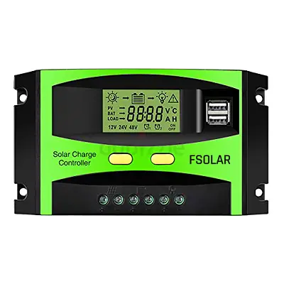 Fsolar 60A PWM Solar Charge Controller 12V/24V AUTO LCD Display