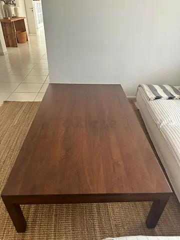 CrateBarrel Solid Wood Low Coffee Table - Minimalist Design