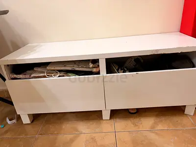 White low TV unit / storage cabinet - used