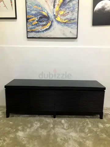 Solidwood TV table with glass top