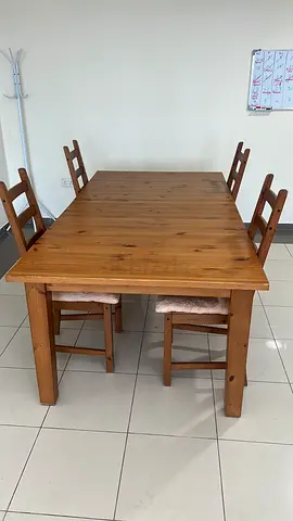 Solid Wood Dining Table with 4 Matching Chairs
