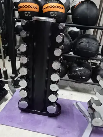 Set of Chrome Dumbbells with Vertical Rack - Multiple Pairs