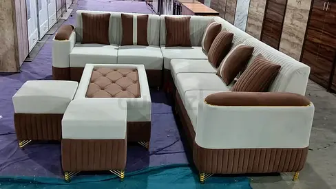 Luxury Dual-Tone L-Shaped Sofa Set