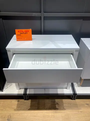 White bedside nightstand with two drawers - good condition