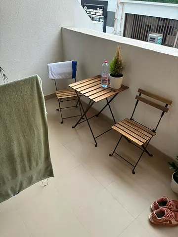 Wooden Bistro Set - Small Folding Table with Two Chairs