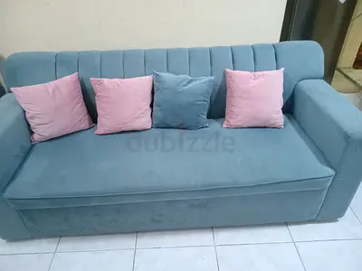 Light blue 3-seater sofa with cushions - good condition