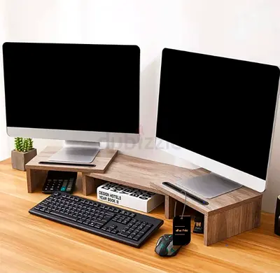 Wooden Dual Monitor Stand