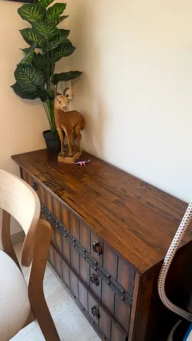 Solid Wood Rustic Sideboard / Buffet with Metal Accents - Good Condition