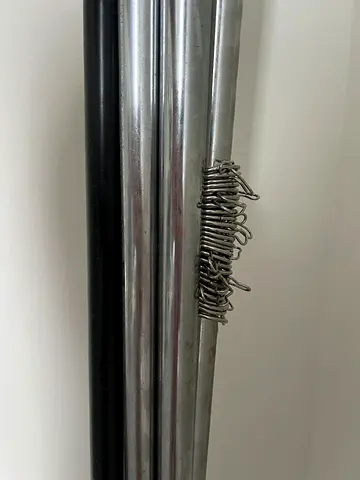 Curtain and Set of Metal Curtain Rods with Hooks - Silver  Black