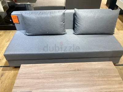 Gray Fabric Sofa Bed / Daybed with Cushions