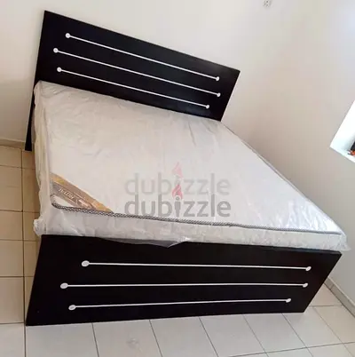 Brand New King Size Bed Frame with Mattress - Dark Wood Finish