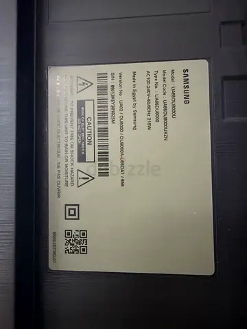 Samsung 65-inch LED TV (Model UA65D) - Back Panel Label Photo