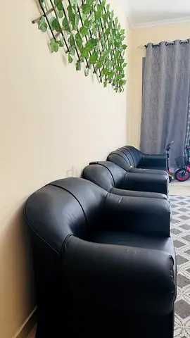 Set of 3 Black Leather Armchairs - Good Condition (price negotiable)