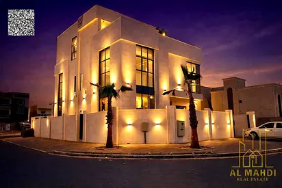 فيلا كورنر فاخرة 7 غرف مع مصعد وروف شامل الكهرباء والماء والمكيفات بمنطقة الزاهية عجمان تملك حر لجميع الجنسيات وتمويل بنكى