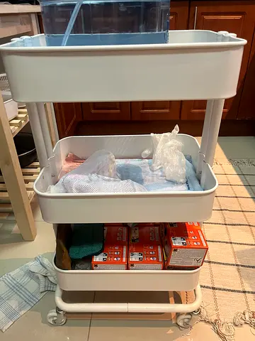 White 3-Tier Rolling Utility Trolley on Wheels - Good Condition