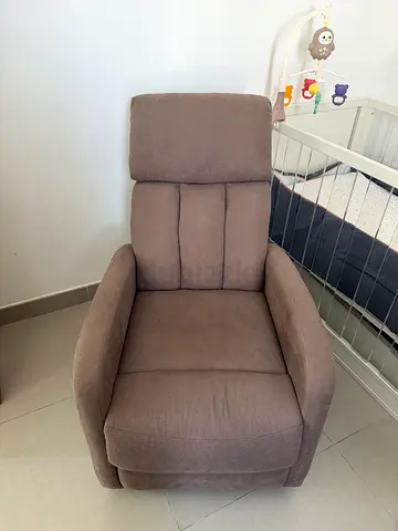 Comfortable grey taupe baby nursing/glider rocking chair  armchair