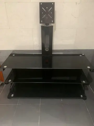 Black glass TV stand / entertainment unit - 3-tier