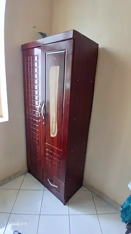 Wooden Single-Door Wardrobe with Mirror and Drawer - Good Conditionǰ..
