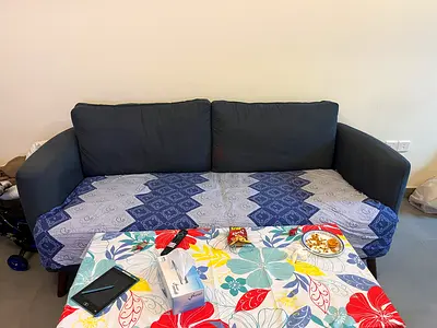 Urgent Sell Dark blue 3-seater fabric sofa - good condition from Home Box