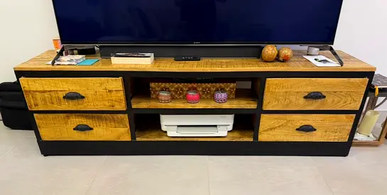 The Attic - Wood  Black TV Entertainment Unit with Drawers - Excellent Condition
