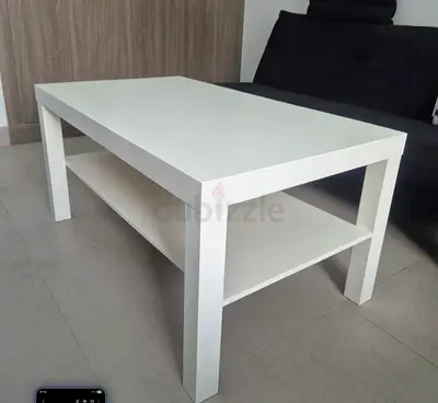 IKEA White Wooden Coffee Table with Lower Shelf - Clean, Minimal Design