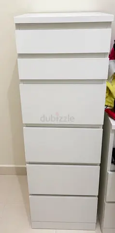 White 6-Drawer Tall Chest - Good Condition