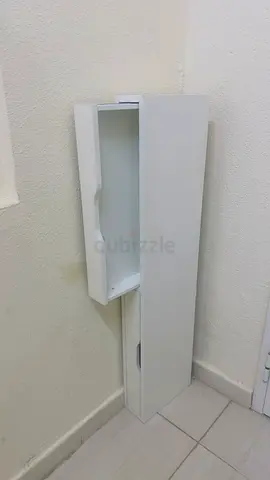 Slim white wall cabinet / tv base  storage - tall and narrow